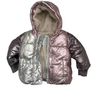 GAP Metallic Puffer Jacket Sherpa Lining